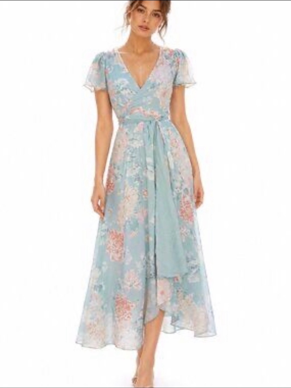 Abercrombie Angel Sleeve Wrap Midi Dress Boho Romantic Fairy Floral Small